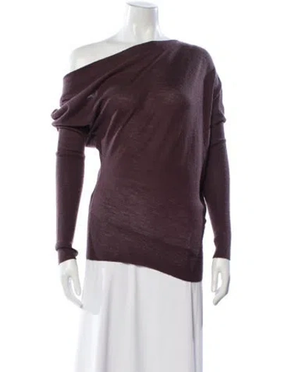 Pre-owned Enza Costa Wool Off-the-shoulder Sweater In Purple