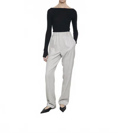 Enza Costa Wool Suiting Pull On Trouser In Light Grey Melange In Gray