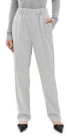 Enza Costa Wool Suiting Pull On Trousers Light Heather Grey In Light Heather Grey