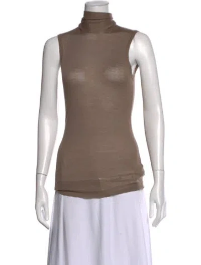 Pre-owned Enza Costa Wool Turtleneck Top In Brown
