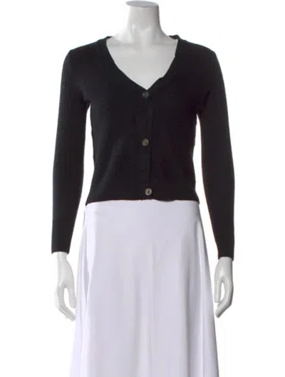 Pre-owned Enza Costa Wool V-neck Sweater In Black