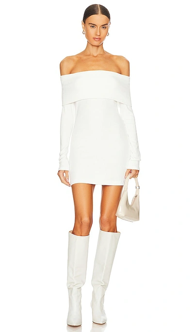 Enza Costa X Revolve Off-shoulder Sweater Mini Dress In Winter White