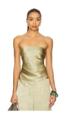 Enza Costa For Fwrd Textured Satin Scarf Top In Neutral