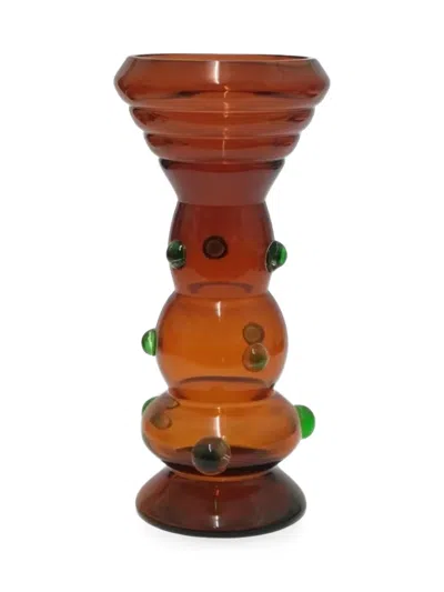 Enzo De Gasperi Beaded Crystal Vase In Brown