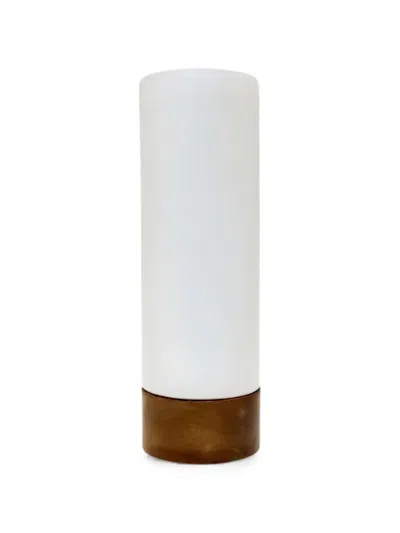 Enzo De Gasperi Cylindrical Wooden-base Vase In White