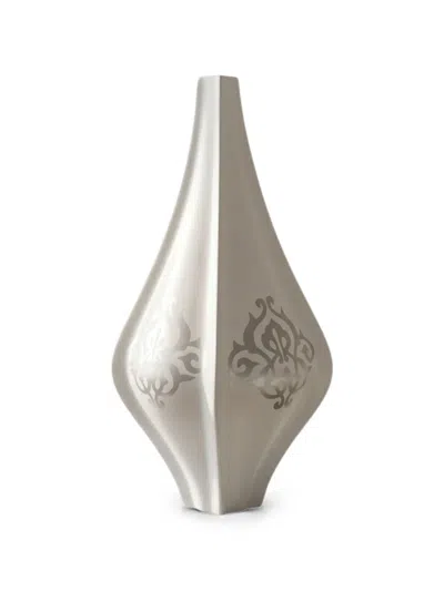 Enzo De Gasperi Damask-print Fluted Vase In White