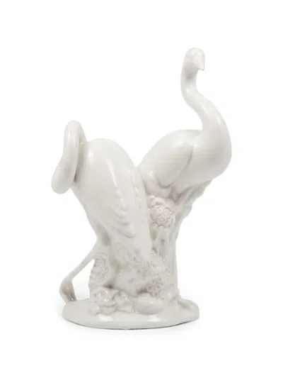 Enzo De Gasperi Floral-relief Heron Sculpture In White