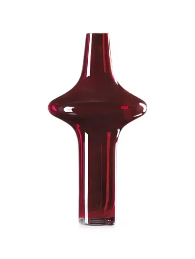 Enzo De Gasperi Geometric Crystal Vase In Red