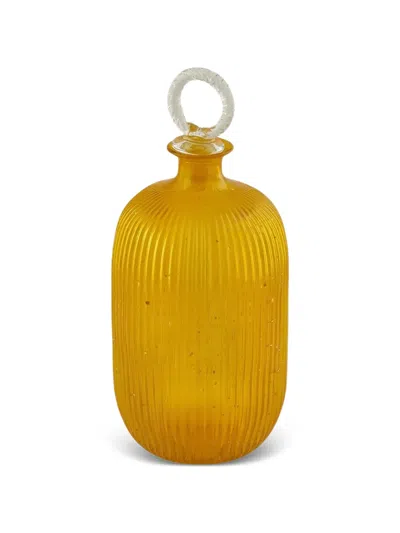 Enzo De Gasperi Ribbed Glass Vase In Yellow