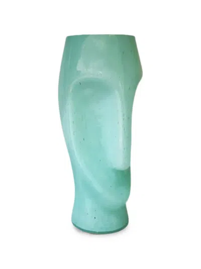 Enzo De Gasperi Sculptural Face Vase In Green