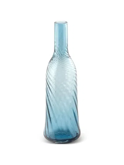Enzo De Gasperi Wave-pattern Bottle Vase In Blue