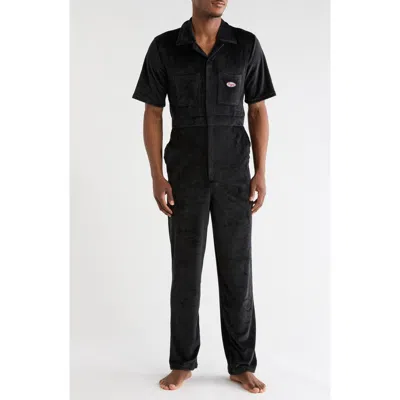 Enzos Inactive Wear Short Sleeve Coveralls In Black