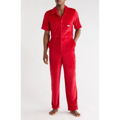 Enzos Inactive Wear Short Sleeve Coveralls In Red