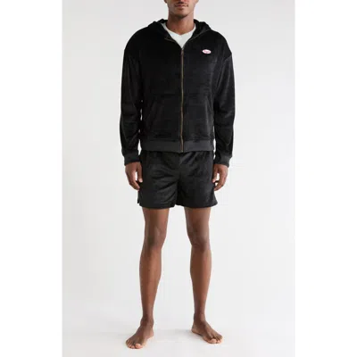 Enzos Inactive Wear Velour Short Pajamas In Black