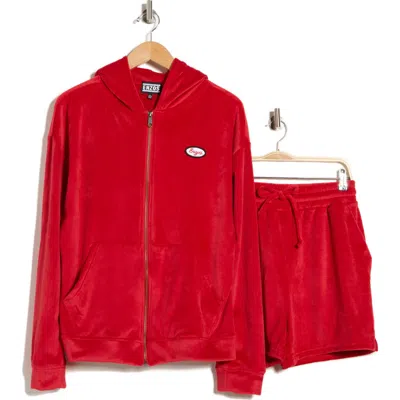 Enzos Inactive Wear Velour Short Pajamas In Red