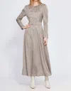 Eola Long Sleeve Maxi Dress In Beige In Gray