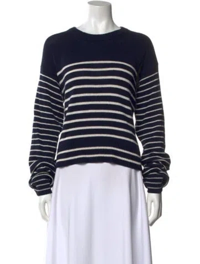 Pre-owned Eolas Striped Crew Neck Sweatshirt In Blue