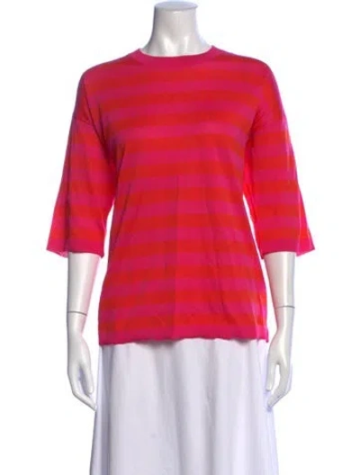 Pre-owned Eolas Striped Crew Neck Top In Pink