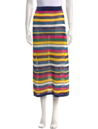 Pre-owned Eolas Striped Midi Length Skirt In Blue
