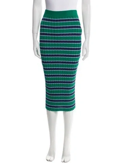 Pre-owned Eolas Striped Midi Length Skirt In Green