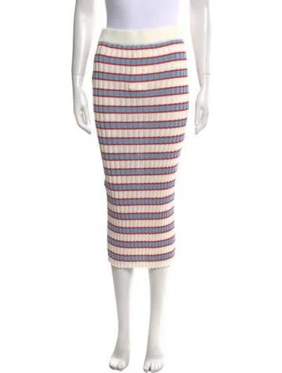 Pre-owned Eolas Striped Midi Length Skirt In Neutral