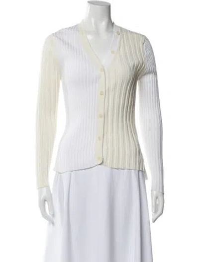Pre-owned Eolas V-neck Sweater In White