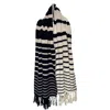 Eolas Women's Blue Sam Navy Stripe Blanket Scarf In Recycled Cashmere & Recycled Wool In Blue