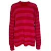 Eolas Women's Jenn Red Striped Crewneck In Brushed Recycled Cashmere & Recycled Wool In Red