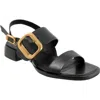 Eos Footwear Tegan Block Heel Sandal In Onyx