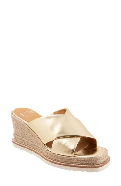 Eos Footwear Zelie Platform Wedge Sandal In Champagne