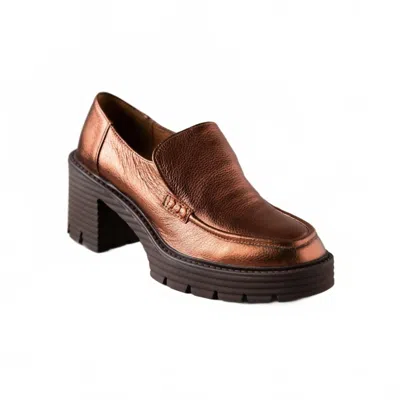 Eos Melbourne Women's Malia Heeled Loafer In Rust Metallic In Brown