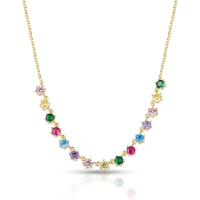 Ep Designs Women's Gold Colorful Round Cut Minimal Necklace