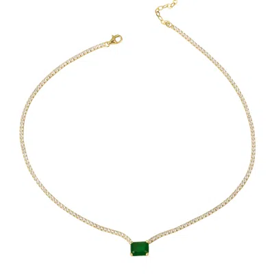 Ep Designs Women's Gold Emerald Tennis Choker Necklace