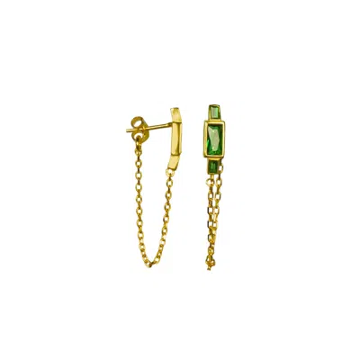 Ep Designs Women's Gold / Green Mely Emerald Drop Earring In Multi