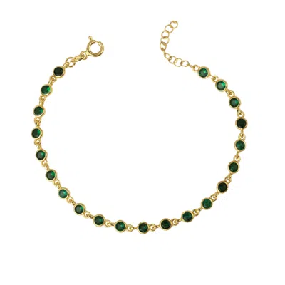 Ep Designs Women's Gold Green Round Tennis Bracelet
