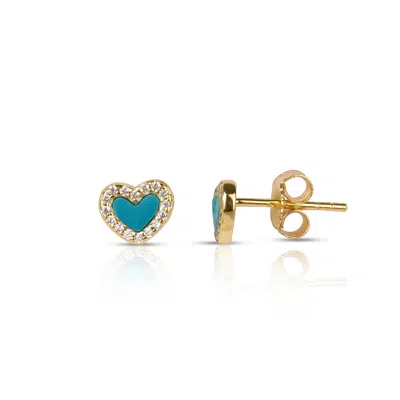 Ep Designs Women's Gold Heart Turquoise Mini Earring