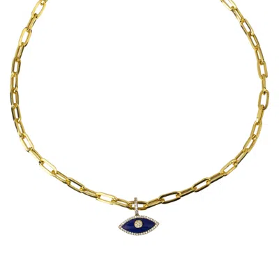 Ep Designs Women's Gold Lapis Lazuli Eye Necklace