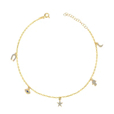 Ep Designs Women's Gold Lucky Dainty Anklet