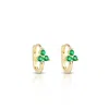 Ep Designs Women's Gold Mini Triple Green Stone Huggie Earring In Gold