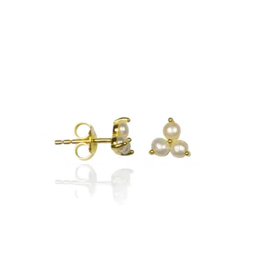 Ep Designs Women's Gold / Silver Triple Pearl Earring In Multi