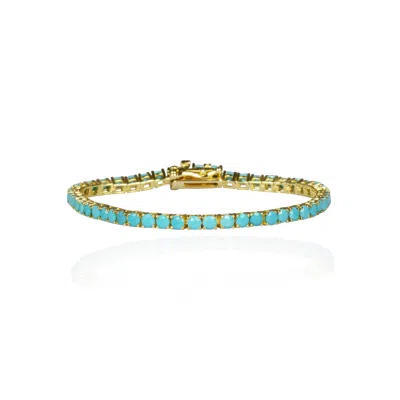 Ep Designs Women's Gold / Silver Turquoise Tennis Bracelet In Multi