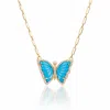 Ep Designs Women's Gold Turquoise Butterfly Necklace In Gold
