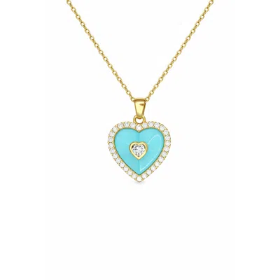 Ep Designs Women's Gold Turquoise Heart Necklace