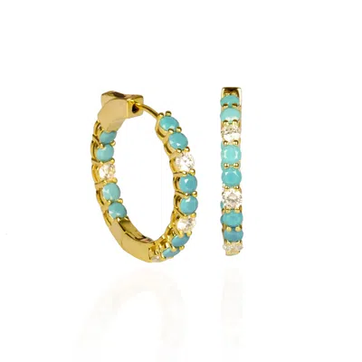 Ep Designs Women's Gold Turquoise Hoop Earring