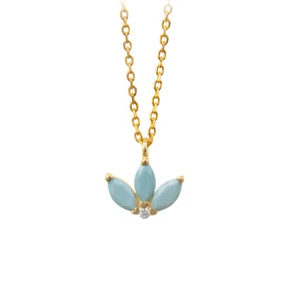 Ep Designs Women's Gold Turquoise Lotus Flower Necklace