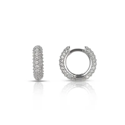 Ep Designs Women's Green / Silver Mini Huggie Earring -silver In Multi