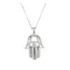 Ep Designs Women's Hamsa Baguette Necklace - Silver In Silver