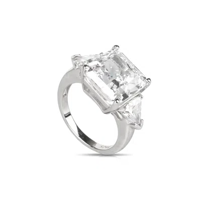 Ep Designs Women's Mely White Radiant Cut Stone Ring