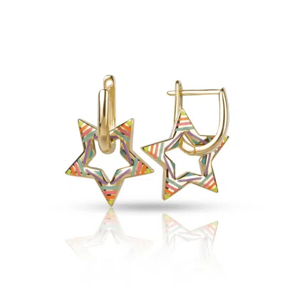 Ep Designs Women's Multi Color Star Earring - Gold