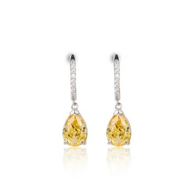 Ep Designs Women's Silver Angelina Yellow Stone Earring